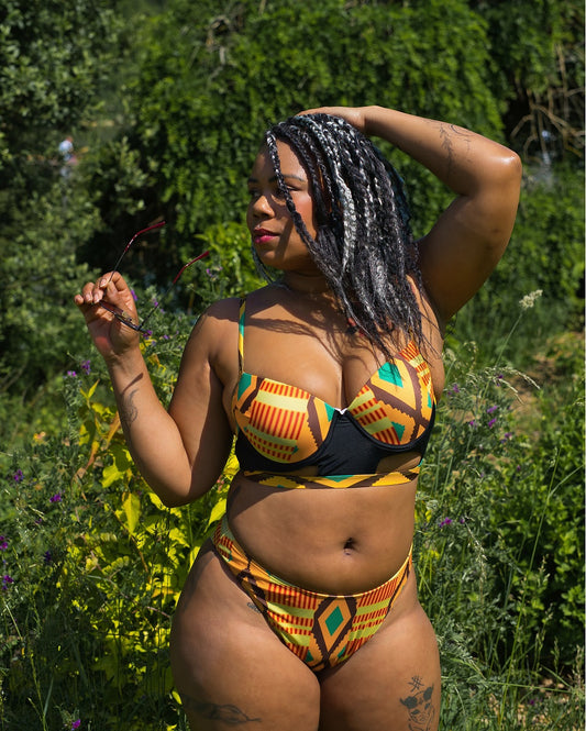 Baya (Jaune et noir): Maillot de Bain 2 Pièces