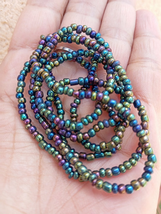 Baya - Perles de Taille Africaines (Noir et reflet multicolore)