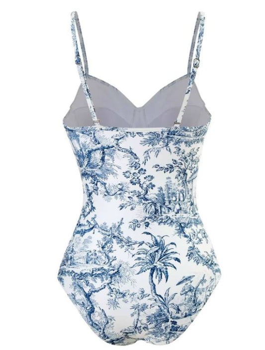 Maillot de Bain 1 pièce Bleu et blanc