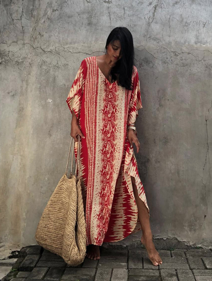 Mirage Rouge Foncé: Robe Tunique - Boubou