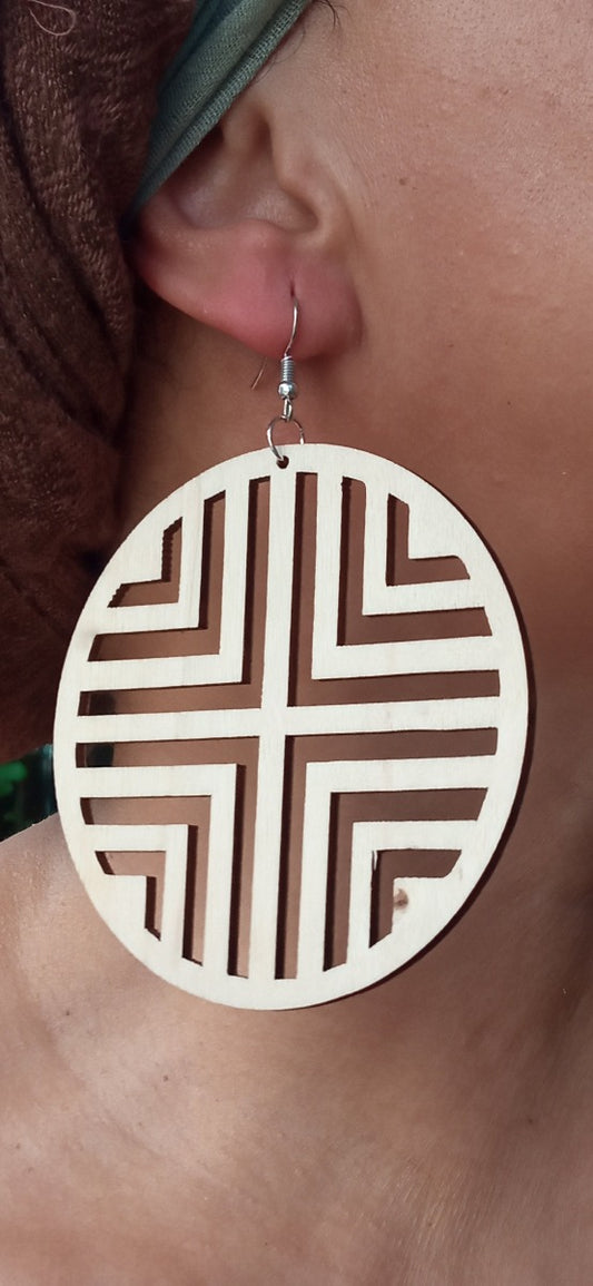 Les Géométriques: Boucles d'oreille en bois d'inspiration ethnique