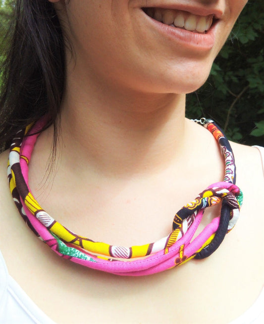 Inspiration Ethnique Collier Wax L'Unité Rose