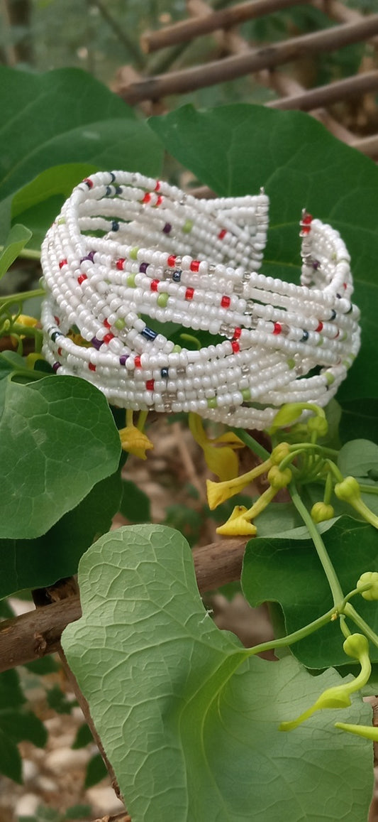 Inspiration Ethnique Bracelet la Ronde des Perles Blanc