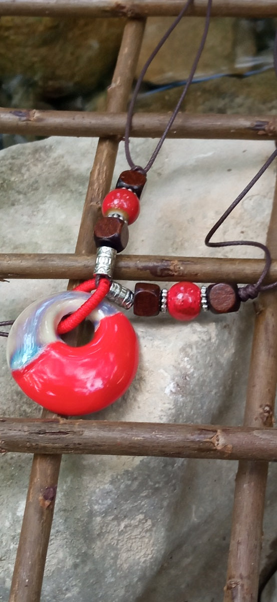 Inspiration Ethnique Collier le Céramique Rouge