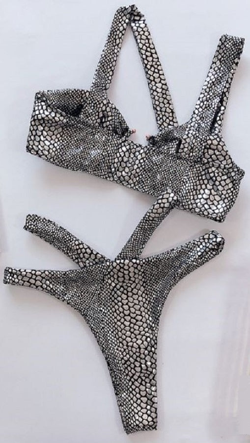 Jet Set Argenté: Maillot de bain 2 pièces