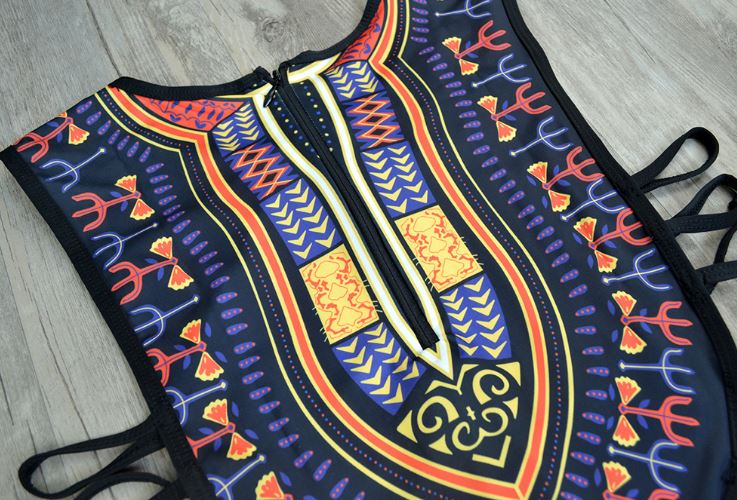 Orange & Blue Tribal: Maillot de Bain 1 Pièce