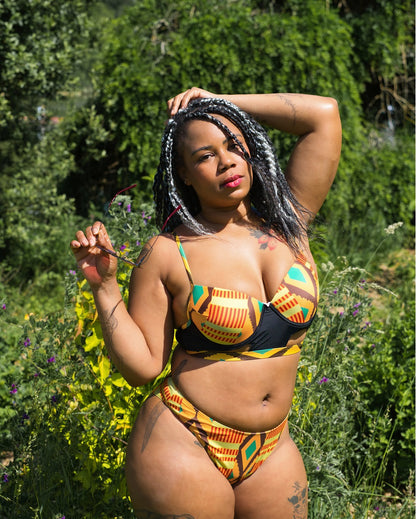 Baya (Jaune et noir): Maillot de Bain 2 Pièces