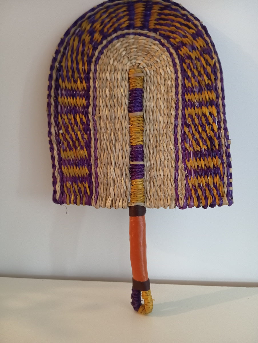 Fifalan: Eventail - En paille tissée - coloré violet