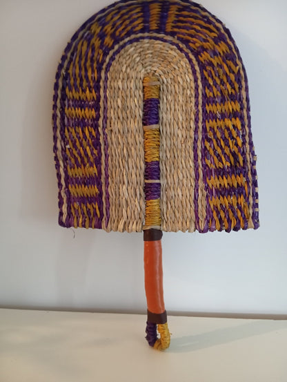 Fifalan: Eventail - En paille tissée - coloré violet