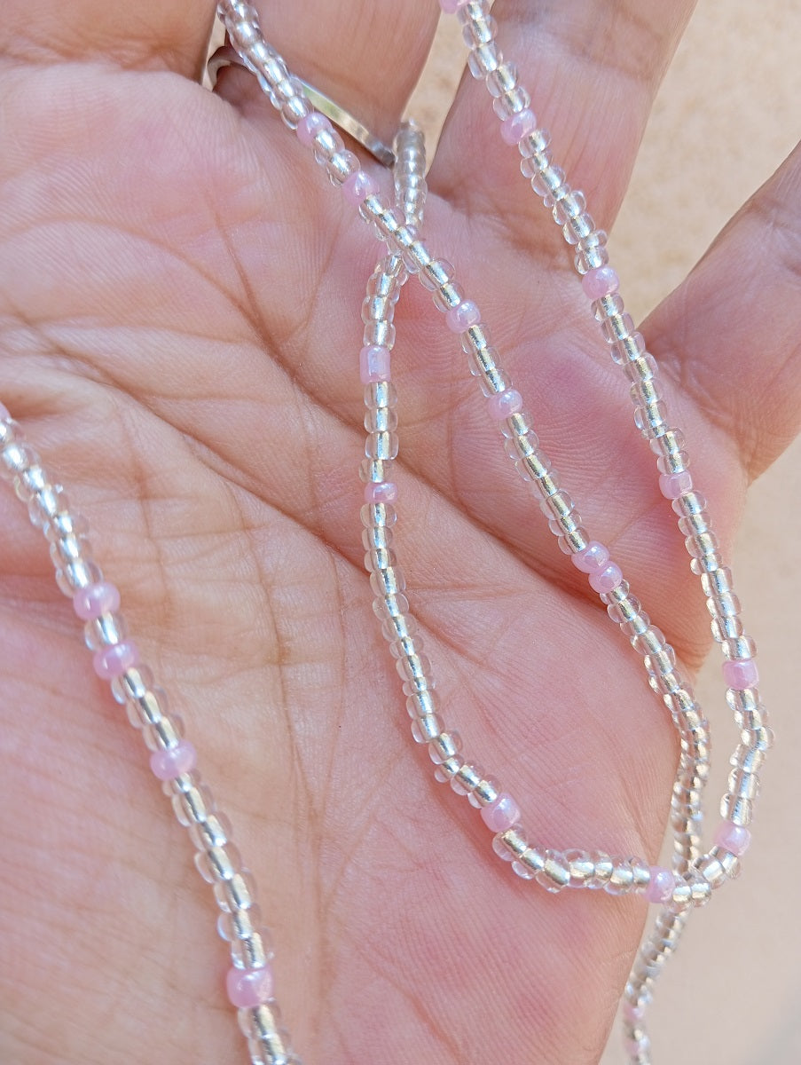 Baya - Perles de Taille Africaines (Gris & Rose Clair)