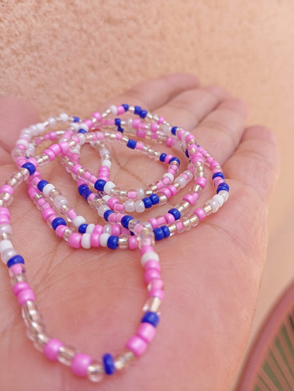 Baya - Perles de Taille Africaines (Rose Foncé - Bleu et Gris)