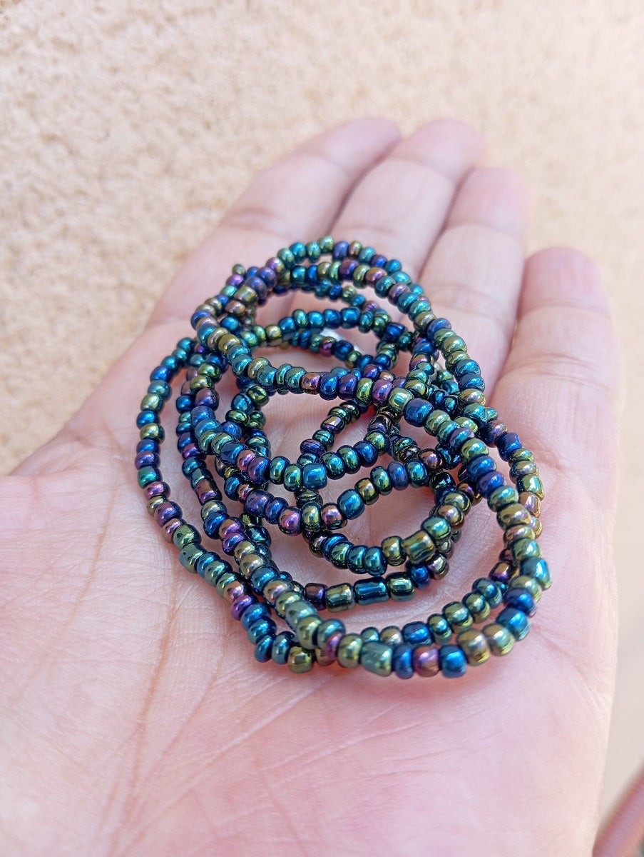 Baya - Perles de Taille Africaines (Noir et reflet multicolore)