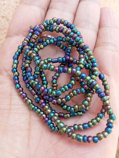 Baya - Perles de Taille Africaines (Noir et reflet multicolore)