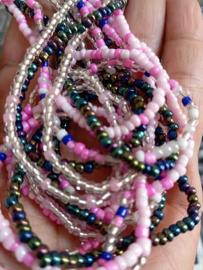Baya - Perles de Taille Africaines (Rose Foncé - Bleu et Gris)