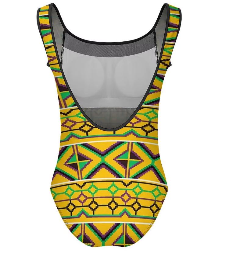 Maillot de Bain Ethnique 1 pièce Jaune et vert