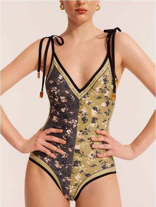 Maillot de Bain 1 pièce Nuances de vert Entierement Reversible