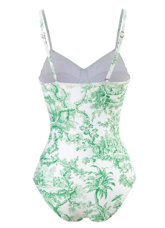 Maillot de Bain 1 pièce Vert et blanc