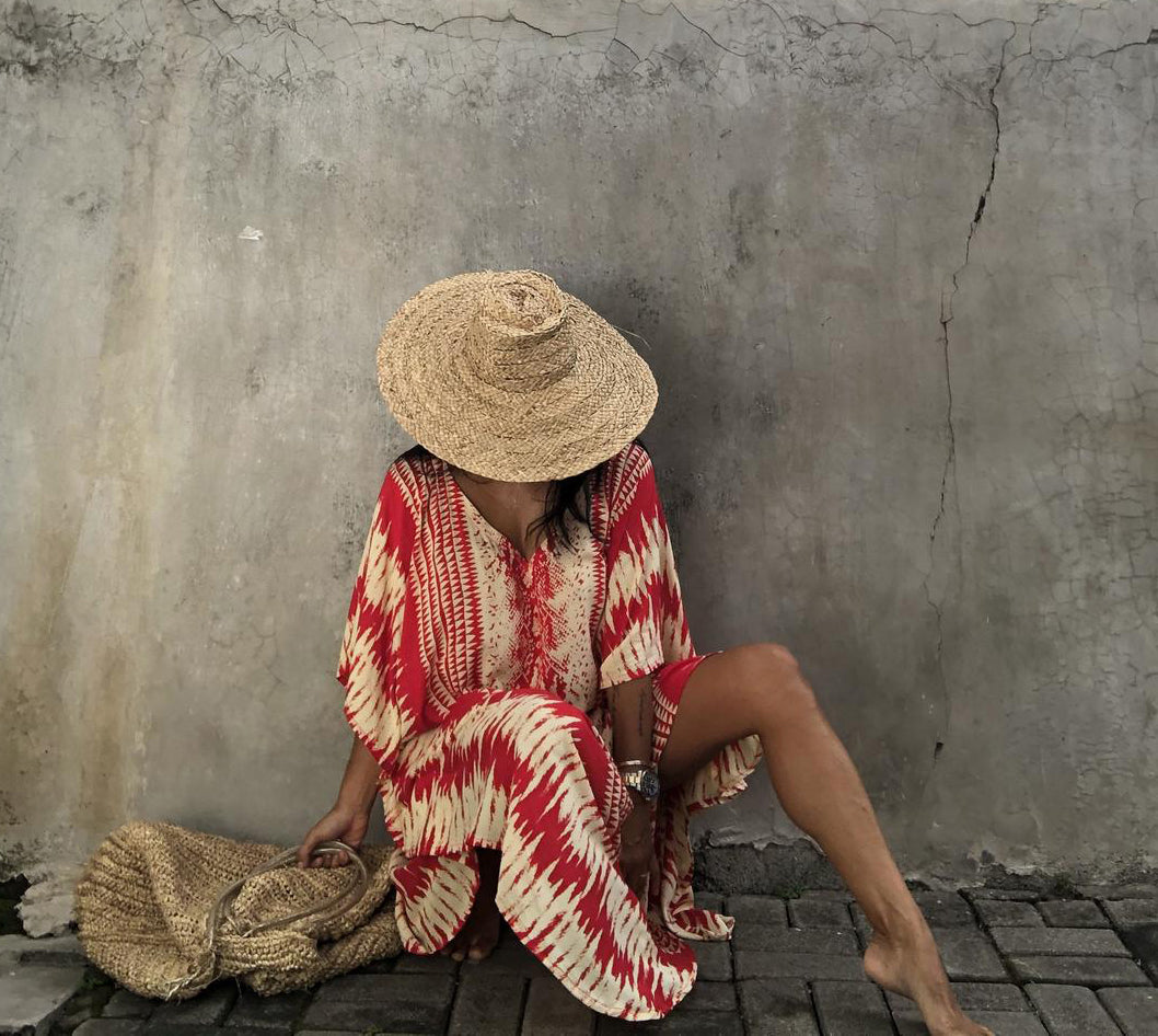 Mirage Rouge Foncé: Robe Tunique - Boubou