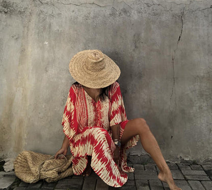 Mirage Rouge Foncé: Robe Tunique - Boubou