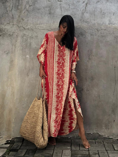 Mirage Rouge Foncé: Robe Tunique - Boubou