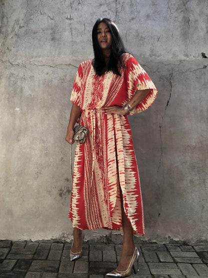 Mirage Rouge Foncé: Robe Tunique - Boubou