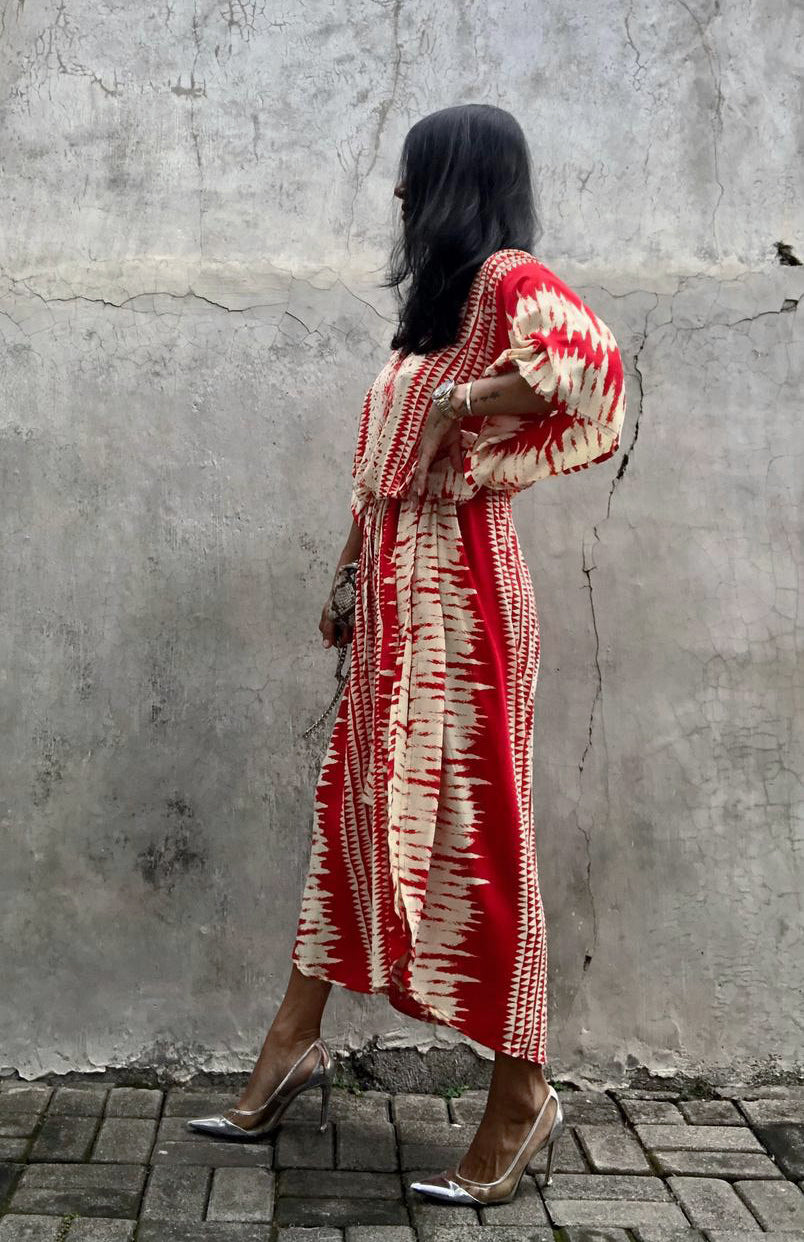 Mirage Rouge Foncé: Robe Tunique - Boubou