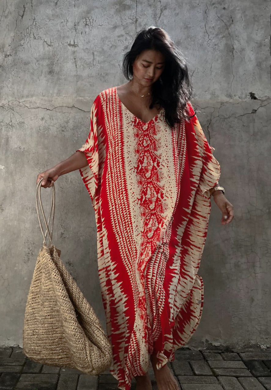Mirage Rouge Foncé: Robe Tunique - Boubou