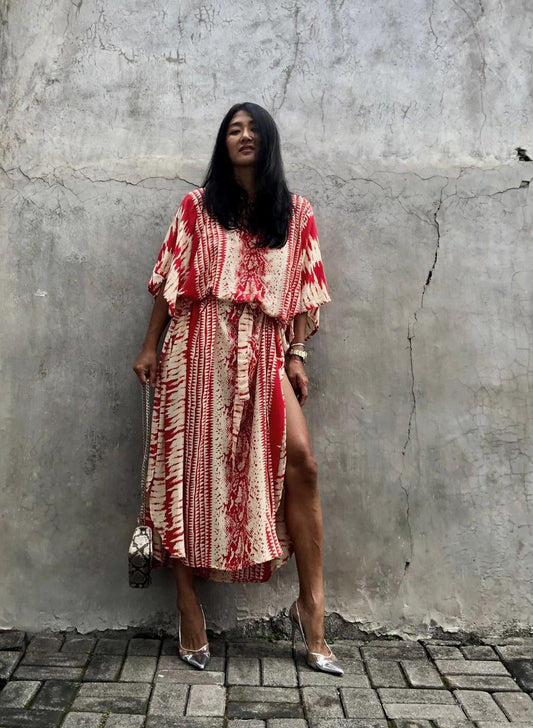 Mirage Rouge Foncé: Robe Tunique - Boubou