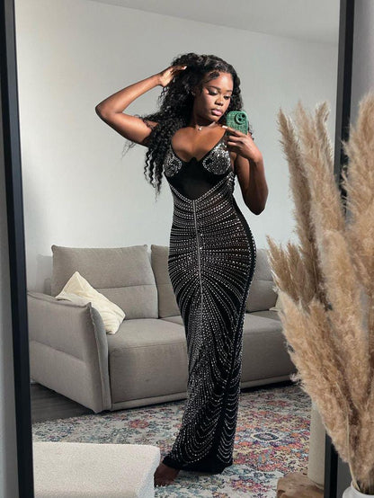 Black Diva: Robe de Soirée Strass et Transparence