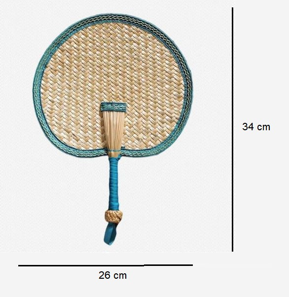 Fifalan: Eventail rond - En paille tissée - coloré marron