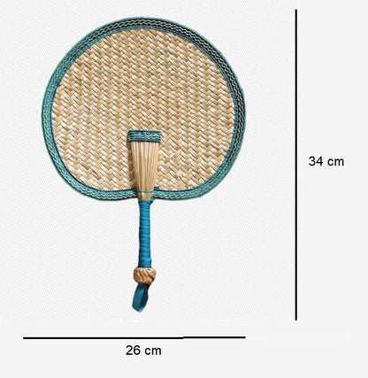 Fifalan: Eventail rond - En paille tissée - coloré marron