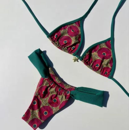 Maillot de Bain 2 pièces Rouge et Vert