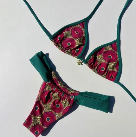 Maillot de Bain 2 pièces Rouge et Vert