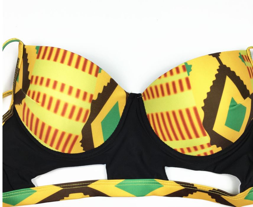 Baya (Jaune et noir): Maillot de Bain 2 Pièces