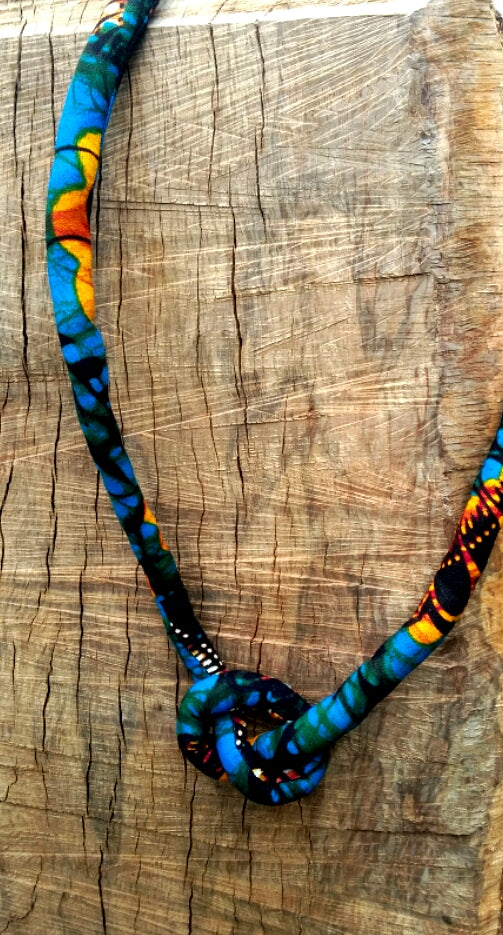 Inspiration Ethnique Collier Wax l'Unité Bleu Turquoise