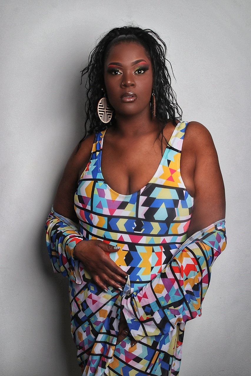 Wonderful Curvy: Ensemble Maillot [Maillot 1 pièce + Cape (TU)]