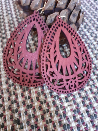Les Géométriques Ovales: Boucles d'oreille d'inspiration ethnique Rouge