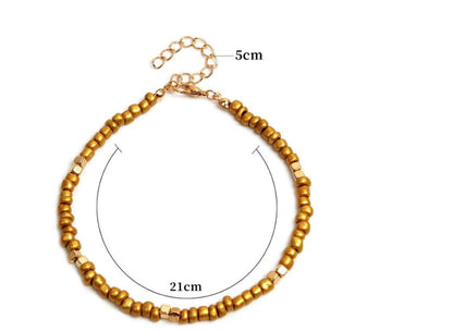 Chaîne de Cheville Scintillantes Perles Argentés