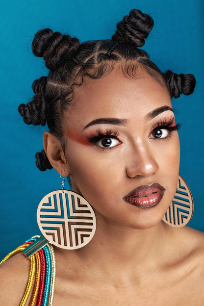 Les Géométriques: Boucles d'oreille en bois d'inspiration ethnique
