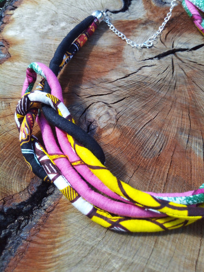 Inspiration Ethnique Collier Wax L'Unité Rose