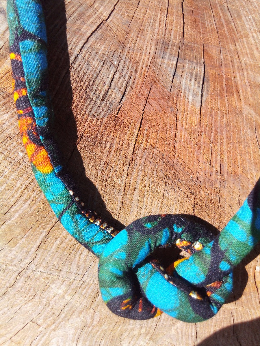 Inspiration Ethnique Collier Wax l'Unité Bleu Turquoise