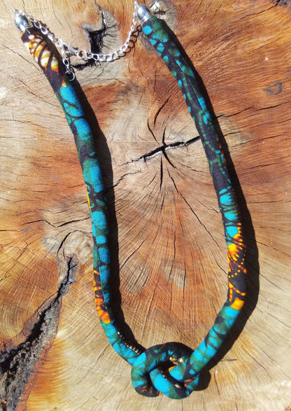 Inspiration Ethnique Collier Wax l'Unité Bleu Turquoise