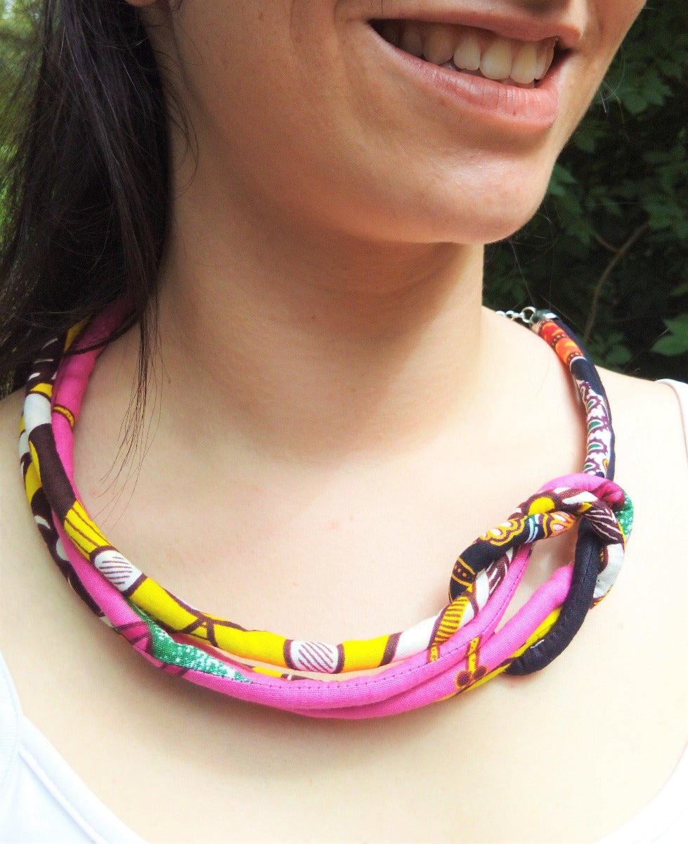 Inspiration Ethnique Collier Wax L'Unité Rose