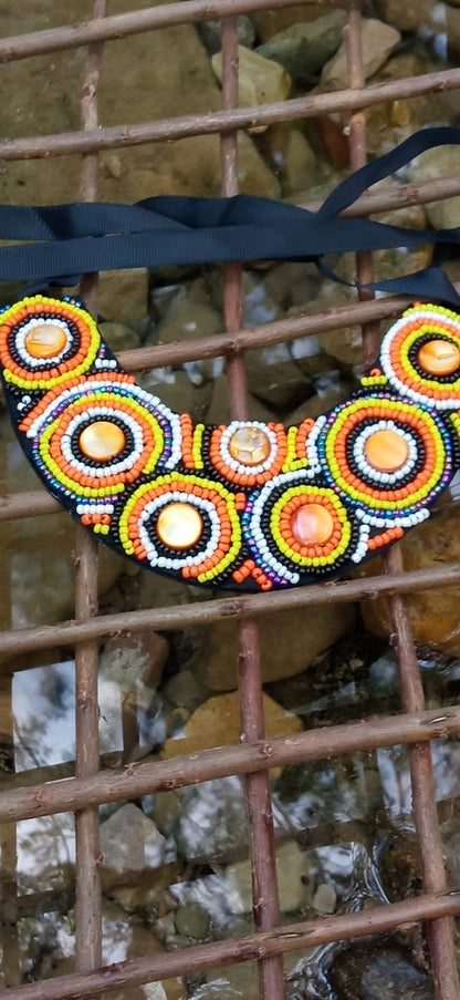 Inspiration Ethnique Collier Plastron Lumière Orange