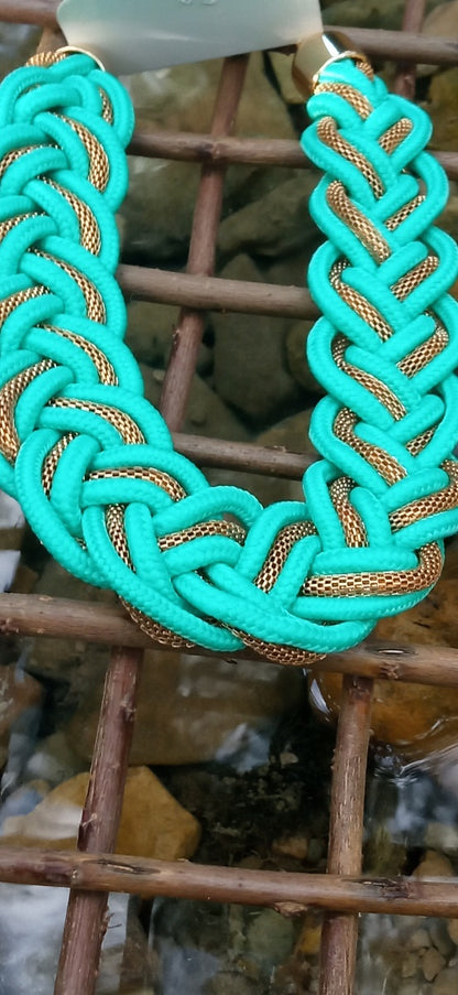 Inspiration Ethnique Collier Tressé Turquoise 