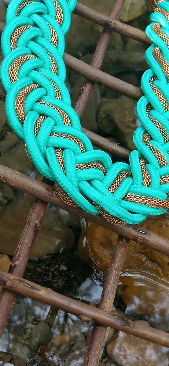 Inspiration Ethnique Collier Tressé Turquoise 