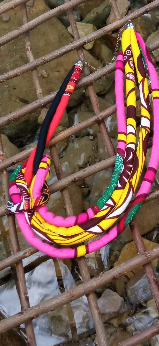 Inspiration Ethnique Collier Wax L'Unité Rose