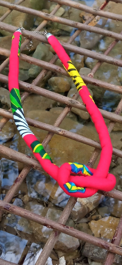 Inspiration Ethnique Collier Wax l'Unité Rouge