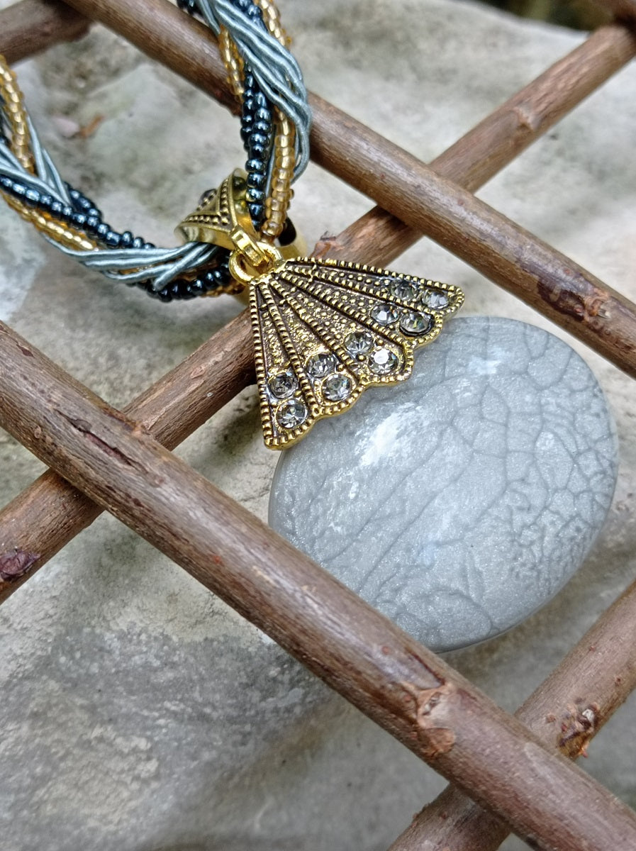 Inspiration Ethnique Collier Opale Verte et Grise