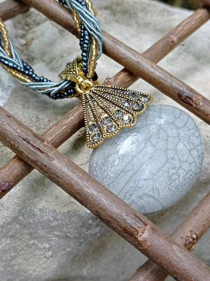 Inspiration Ethnique Collier Opale Verte et Grise